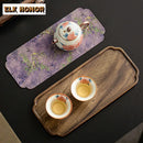 Axyaa Retro Walnut Wooden Tea Tray Set/Coasters for Zisha Pot Tea Ceremony Craft