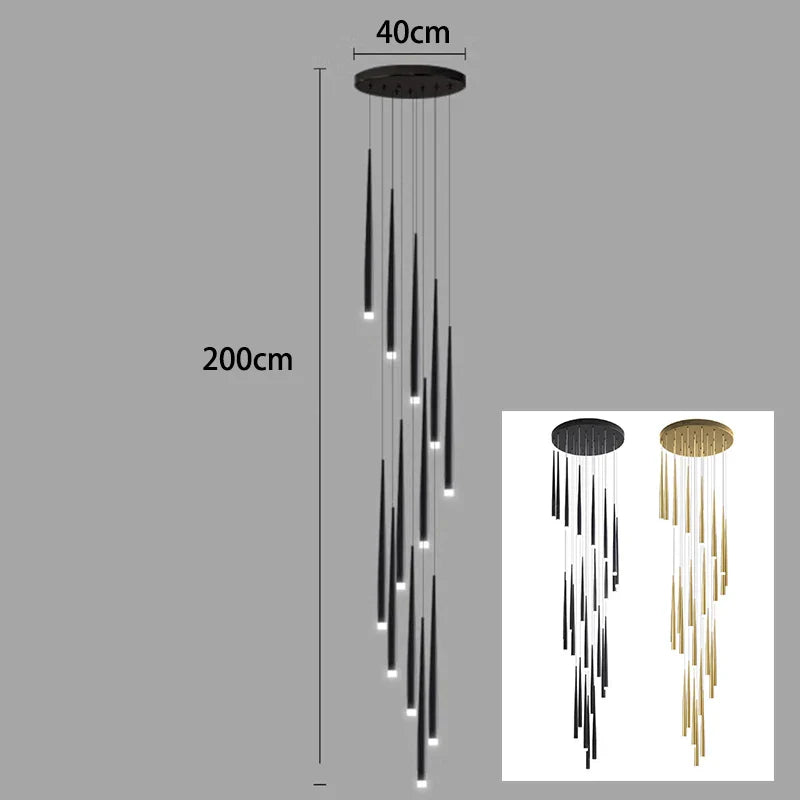 Axyaa Staircase Chandeliers LED Pendant Light Lamps Modern Decor for Living Room