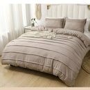 Axyaa Wide Stripe Duvet Cover Set, Solid Beige, Light Luxury, King Queen Sizes