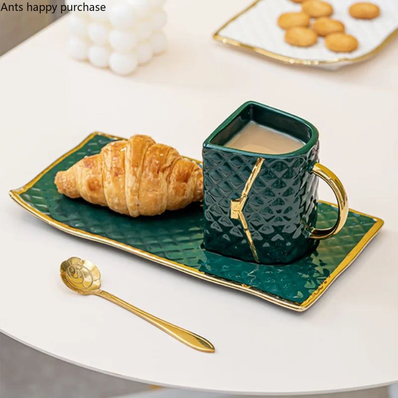 Axya Handbag Ceramic Coffee Cup and Saucer Set - Home Breakfast Teacup Milk Mug