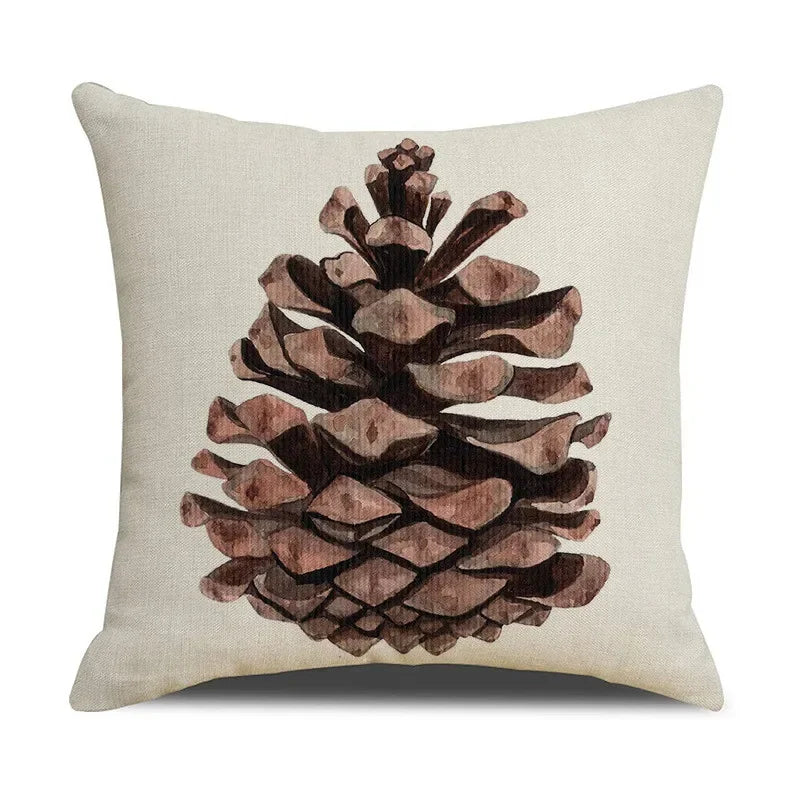 Pinecone Candlestick Linen Print Pillowcase for Home Decor by Axyaa
