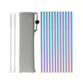Axyaa Stainless Steel Reusable Metal Drinking Straws Set with Cleaner Brush