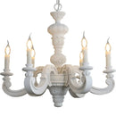 Axyaa White Woodcarving Chandelier: Antique E14 Candle Light for Living Room Bedroom Kitchen