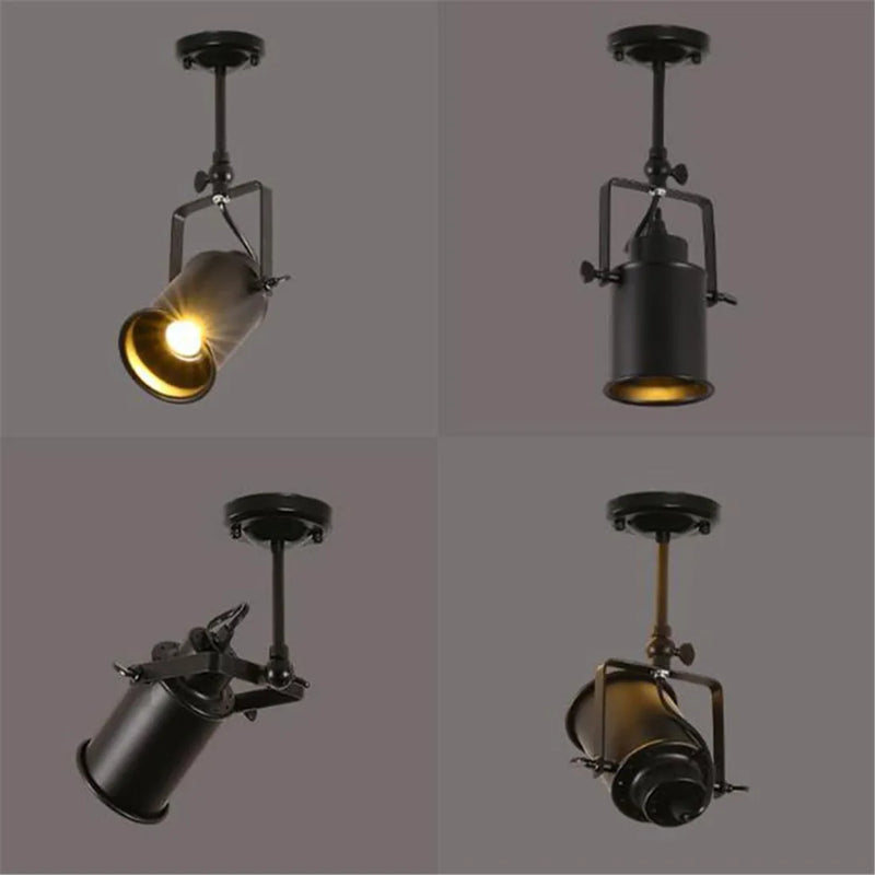 Axyaa Wrought Iron E27 Spotlight Accent Lamp - Adjustable Flush Mount for Loft, Cafe, Store