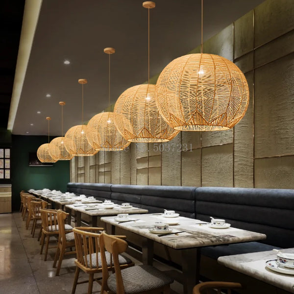 Axyaa Bamboo Pendant Lights: Zen Japanese Style for Home Decor & Ambiance