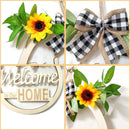 Axyaa Sunflower Rose Wreath Hello Love Hanging Sign for Home Garden Wedding