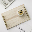Axya Vintage Style Natural Storage Tray with Gold Handles