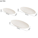 Axyaa Matte Striped Oval Ceramic Fish Plate for Molecular Cuisine Tableware