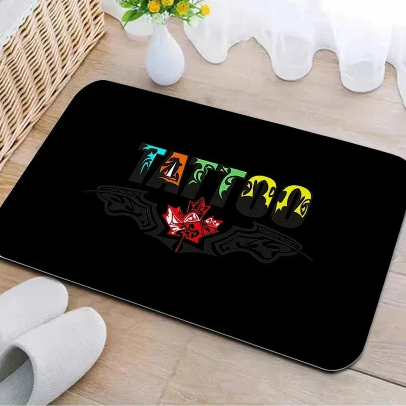 Axyaa Tattoo Shop Mat Indoor Welcome Door Mat Washable Non-Slip Absorbent Carpet