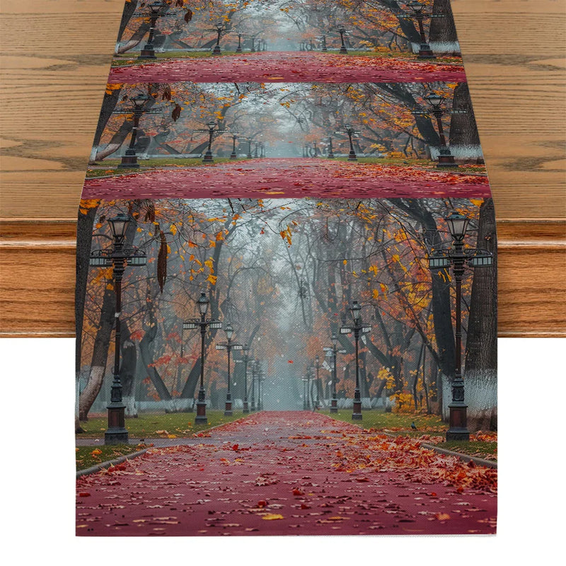 Axyaa Maple Road Lights Table Runner for Kitchen Dining Decor