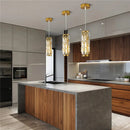 Axyaa Modern Black Crystal Pendant Chandelier - Small Gold Crystal Lighting for Kitchen & Entryway