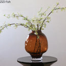 Axyaa Relief Glass Vase Hydroponics Plant Pots Room Aesthetic Decor Floral Vases