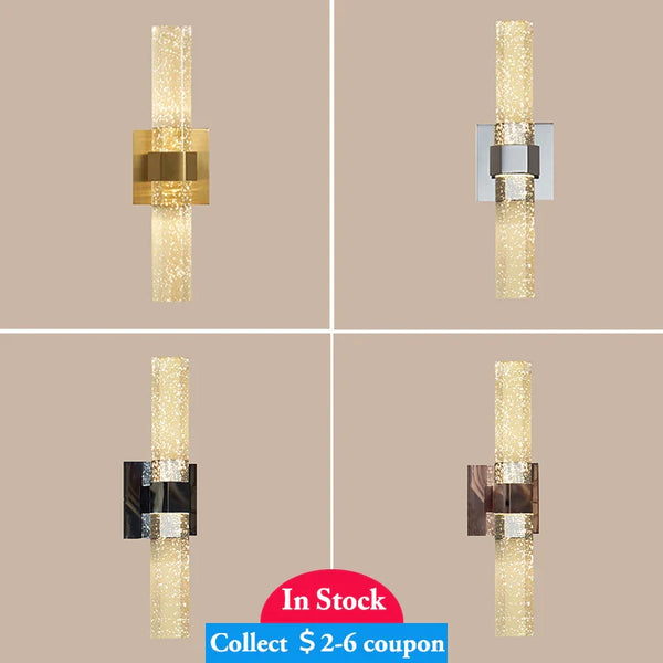 Axyaa Nordic Bubble Crystal Wall Sconce, Indoor Lighting for Bathroom, Bedroom & Living Room Decor