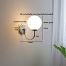 Axyaa Glass Ball LED Wall Light Fixture Gold Brass Base Nordic Bedroom Bedside Lamp