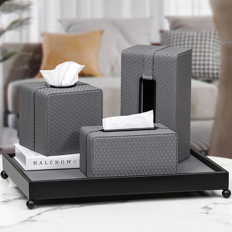 Axya Nordic Weave Pattern Tissue Box Tray - Household Storage & Decor