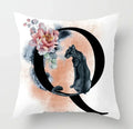 Axyaa Flower Cat Alphabet Pillowcase 45x45cm Cushion Cover, Modern Home Decor