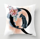 Axyaa Flower Cat Alphabet Pillowcase 45x45cm Cushion Cover, Modern Home Decor