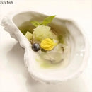 Axyaa White Ceramic Oyster Snack Dish Set