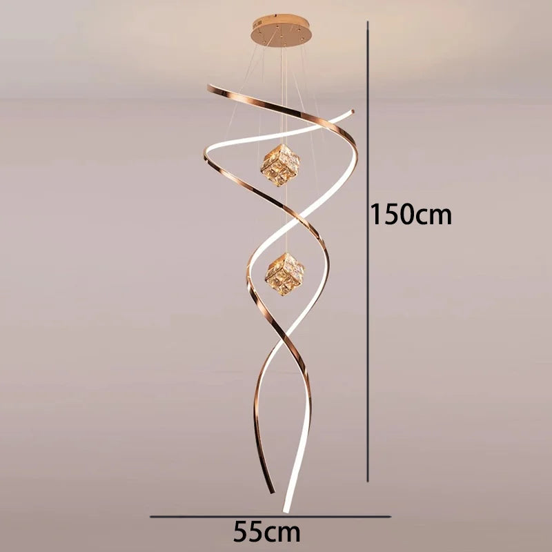 Axyaa Staircase Chandeliers LED Pendant Light Lamps for Living Room Eco-Friendly Lighting