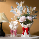 Axyaa Bowknot Bouquet Ceramic Vase: Table Decoration Flowers Arrangement & Room Aesthetic Decor