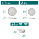 Axyaa Snow Stoneware Dinner Set 18/36 Pieces, Reactive Glaze Plates and Bowls