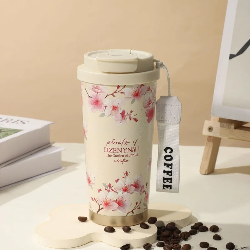 Axyaa 500ml Stainless Steel Vacuum Insulated Coffee Cup Straw Mug
