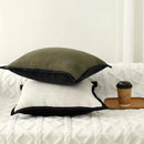 Axyaa French Medieval Style Black Border Green Cushion Cover for Home Sofa Decor