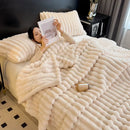 Axyaa Rabbit Plush Coral Fleece Blanket - Soft & Warm Sofa Throw Blanket