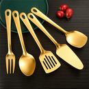 Axyaa Stainless Steel Kitchen Utensil Set - Hanging Dinner Colander Frying Spatula