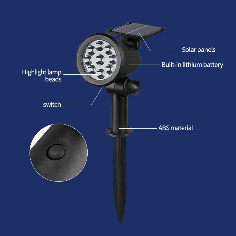 Axyaa Solar 9LED Spotlight: Adjustable, Waterproof Outdoor Landscape Lighting