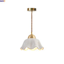 Axyaa White Ceramic Brass LED Pendant Light - Modern Nordic Hanging Lamp