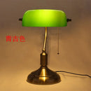Axyaa European Antique Style Brass Desk Lamp Green Banker Reading Light