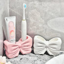 Charming Bowknot Ceramic Toothbrush Holder by Axyaa - Bathroom Storage Rack