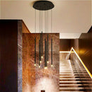 Axyaa Nordic Spiral Staircase Pendant Lights - Black Villa Living Room Chandelier