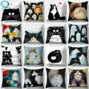 Watercolor Cat Pillowcase by Axyaa - 45cmX45cm Square Sofa Pillow - Loving Cat Design