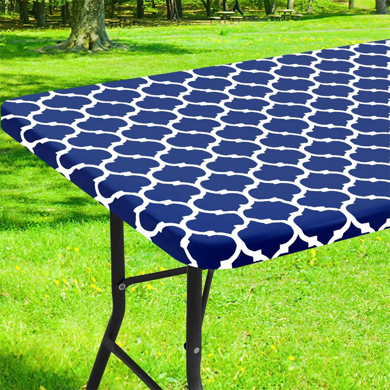 Axyaa Waterproof Elastic Vinyl Tablecloth 30x72 for Party Decor, Picnic, Camping, Outdoor