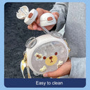 Axyaa Bear Water Bottle 750ml - Cute Double Sided Design, Portable with Straw