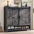 Axyaa Farmhouse Shoe Storage: 2 Flip Drawers, Sliding Door, 4-Tier Shelves