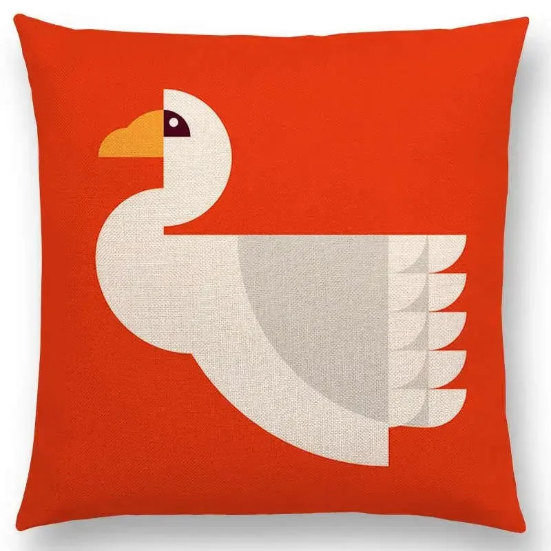 Axyaa Cartoon Animals Cushion Cover - Cat Flamingo Penguin Rabbit Pillow Case