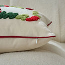 Axyaa Embroidered Holiday HoHo Pillow - Red Snowflake & Ginger Cake Design