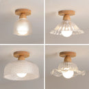 Axyaa Nordic LED Ceiling Light Wood Glass Modern Indoor Lighting Plafondlamp