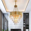 Axyaa Modern Crystal Chandeliers: Large Round LED Hanging Fixture for Living Dining Room