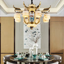 Axyaa Jade Chandelier: Chinese Style Duplex Copper Lamp for Villa Living Room