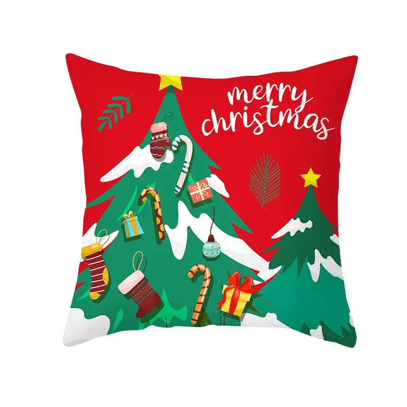 Axyaa Christmas Elk Santa Claus Cushion Cover Home Decor Square