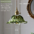 Axyaa Glass Ceiling Light Fixture Metal & Wood Vintage Style Hanging Lamp