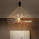 Axyaa Black LED Long Line Chandelier for Modern Living Room Lighting Fixtures