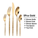 Axyaa Stainless Steel Cutlery Set - Hammer Handle Fork Spoon Dinner Utensils