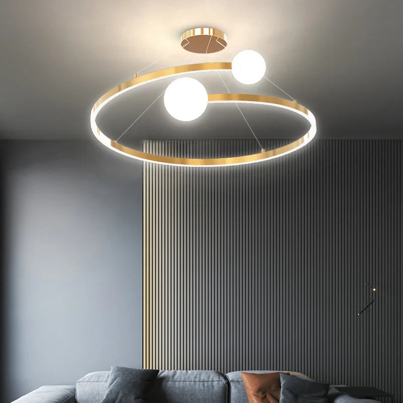 Axyaa Nordic Ring Chandelier Bubble Lamp LED Pendant Light for Living Room & Bedroom