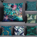 Axyaa Green Flower & Animal Pattern Pillowcase for Home Office Décor