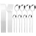 Axyaa Stainless Steel Black Cutlery Set - 16Pcs Mirror Dinnerware Kitchen Silverware Set